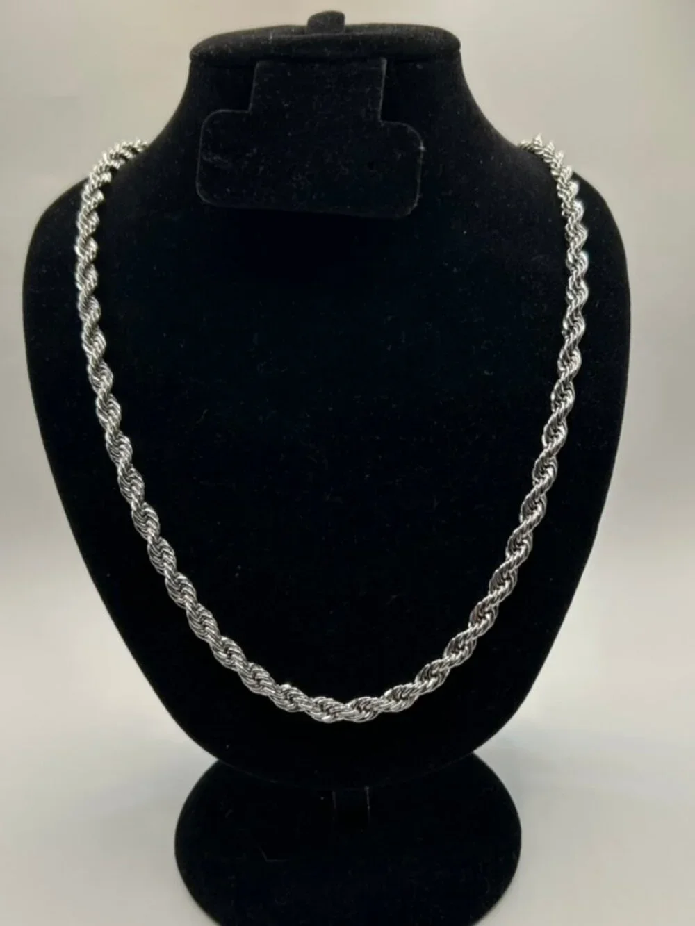 Mens Real 925 Silver Rope Chain Plated 6mm 22 Inch Waterproof Never Fade Solid